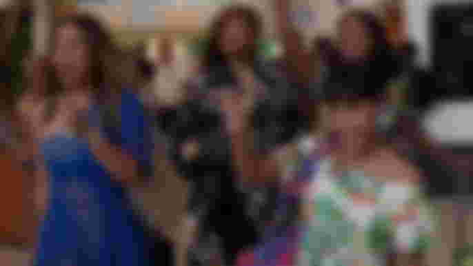 Tiffany Haddish as Dina, Regina Hall as Ryan Pierce, Queen Latifah as Sasha Franklin, Jada Pinkett Smith as Lisa Miller Cooper in Girls Trip
