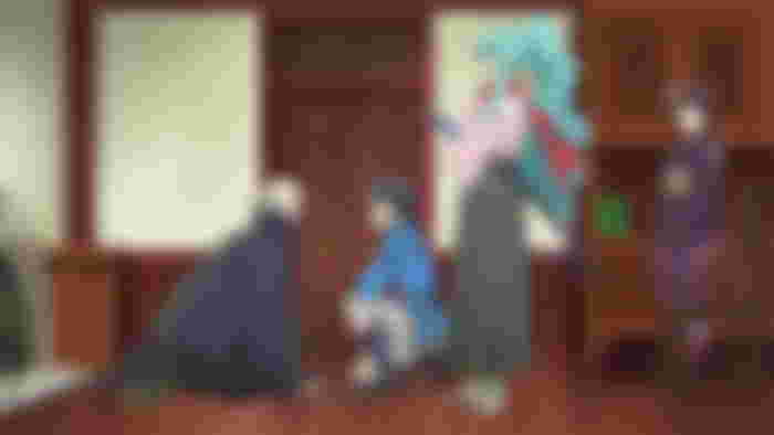 The lich, Makoto, Mio, and Tomoe in Episode 10 of Tsukimichi: Moonlit Fantasy. Photo from C2C.