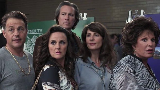 Nia Vardalos as Fotoula Portokalos, John Corbett as Ian Miller, Andrea Martin as Thiea Voula in My Big Fat Greek Wedding 2
