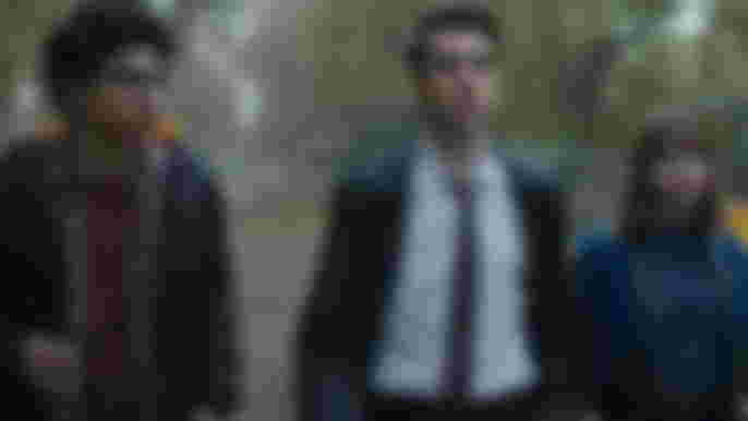 Ali Hadji-Heshmati as Alex Rider, Cameron Chapman as Anthony Lockwood, Ruby Strokes as Lucy Carlyle in Lockwood & Co