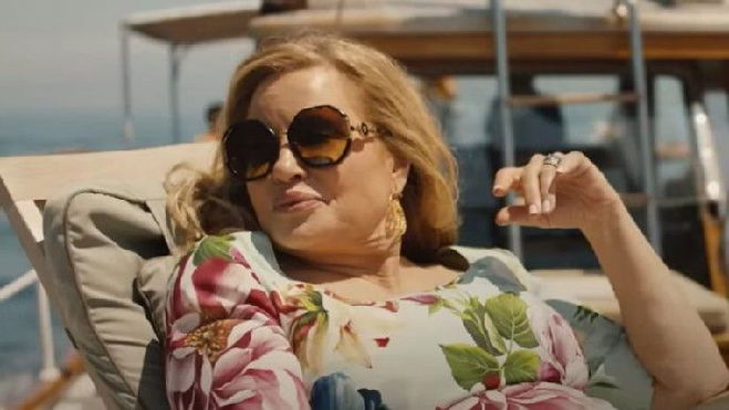 Jennifer Coolidge as Tanya McQuoid in The White Lotus: Sicily lounging
