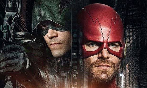 Heroes Go Up Against Black Suit Superman in Set Photo for The CW's Elseworlds