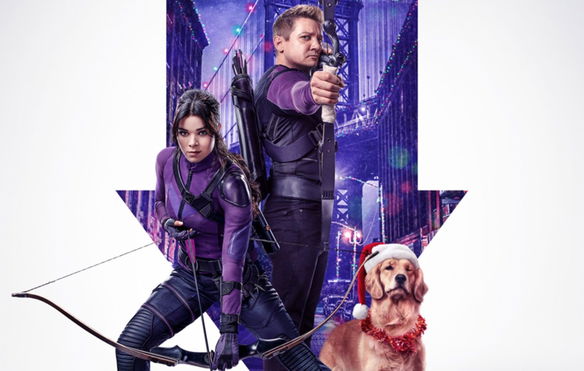 Hawkeye First Official Poster Features Clint, Kate, and Lucky the Pizza Dog