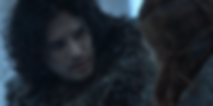 Jon looking at Ygritte in Game of Thrones