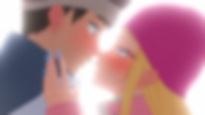 Fuyuki and Tsubasa almost kissing in Hokkaido Gals Are Super Adorable