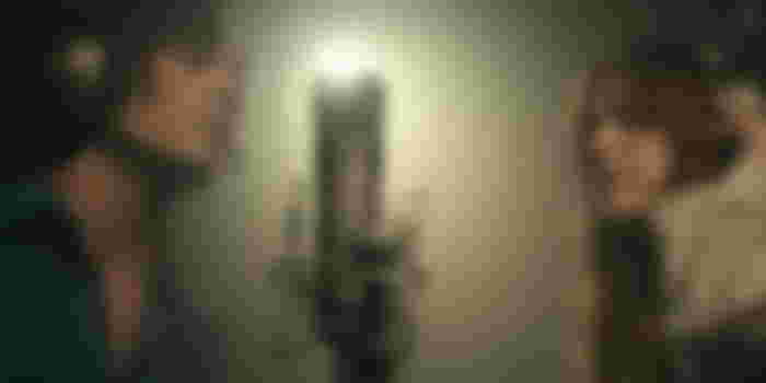Billy and Daisy recording a song
