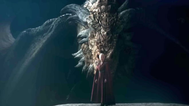 House of the Dragon Season 2 Rhaenyra and her dragon, Syrax. 