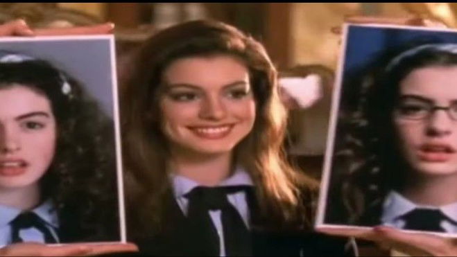 Anne Hathaway as Princess Mia Thermopolis in The Princess Diaries makeover scene