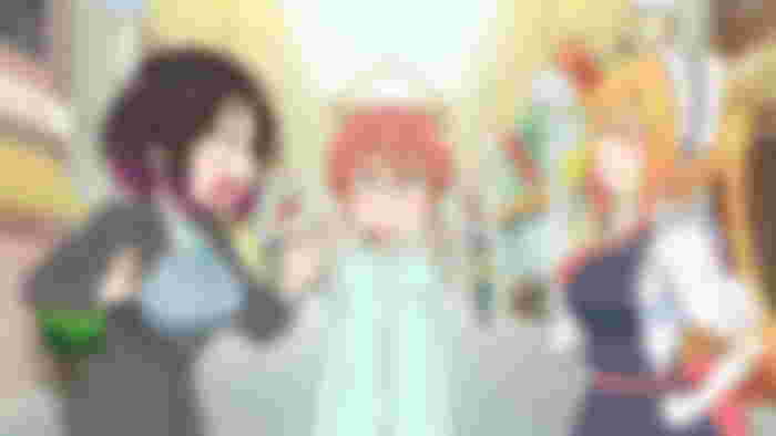 Elma, Kobayashi, and Tohru in Miss Kobayashi's Dragon Maid S. Photo from Kyoto Animation.