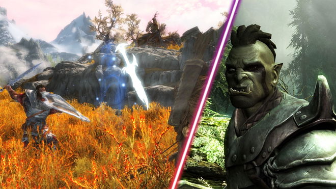 A Skyrim character using their racial ability.