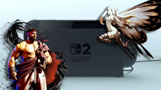 Ryu and the Bravely Default fairy next to the Switch 2