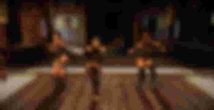 An image of some dancing in Skyrim.