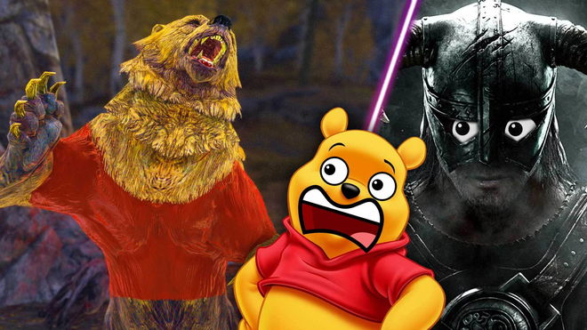 A Skyrim bear looking a lot like Winnie the Pooh.