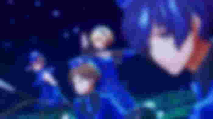 The Persona 3 main characters wearing a Velvet Room outfit