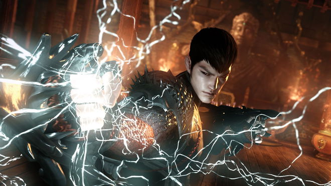 Artwork of a Lost Ark character attacking an offscreen enemy.