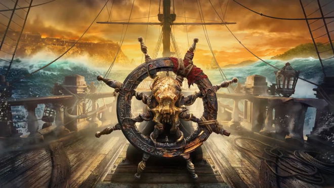 Skull and Bones pirate ship wheel logo