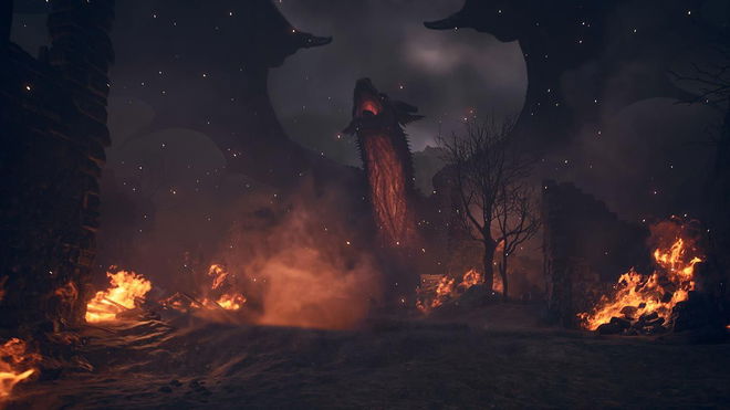 Dragon surrounded by fire - Dragon's Dogma 2