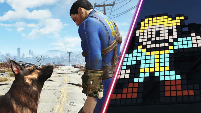 Fallout 4's character on a road.