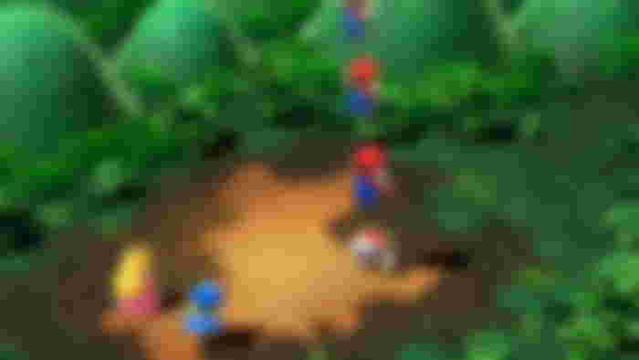 Mario jumping on a Spikey in Super Mario RPG