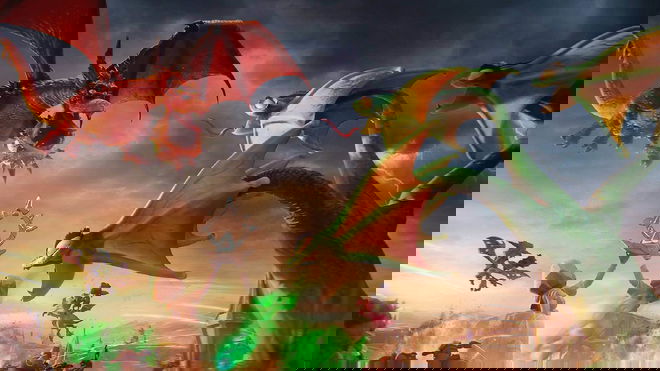 Call of Dragons poster showing various dragons fighting.