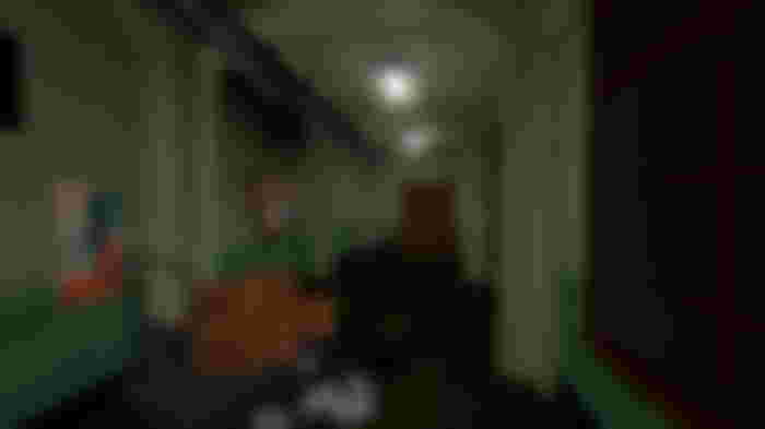 Screenshot from Resident Evil 2 on Roblox, showing the RPD hallways in Roblox form