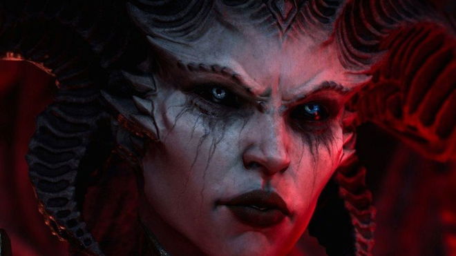 Screenshot of Diablo 4 Lilith on a red and black background