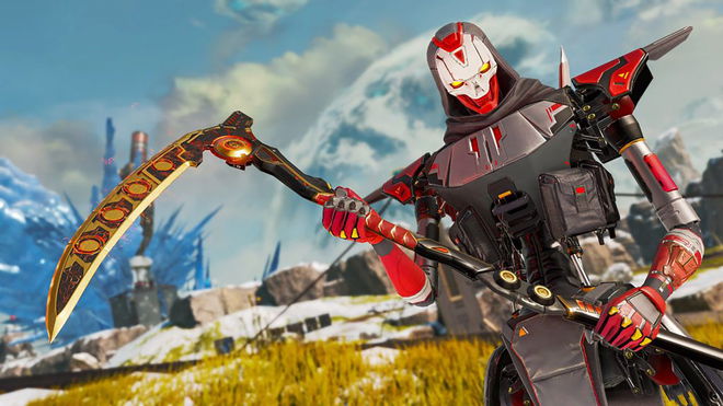 Apex Legends Revenant holding heirloom with another planet in background