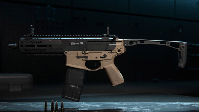 Warzone M13C floating above table with bullets next to it