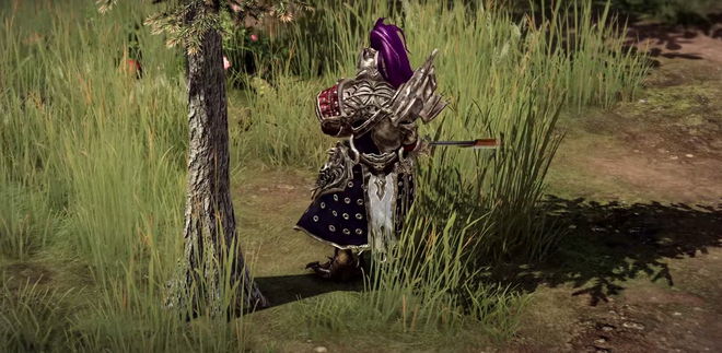 A character logging - cutting down a tree - in Lost Ark.
