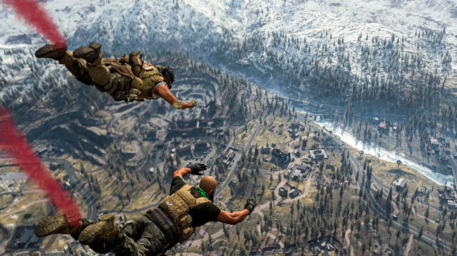 Image showing Warzone players falling through sky