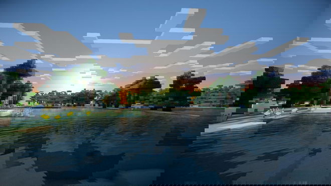 Minecraft sunset using shaders