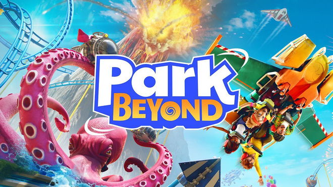 Park Beyond promotional art with roller coaster and angry squid ride