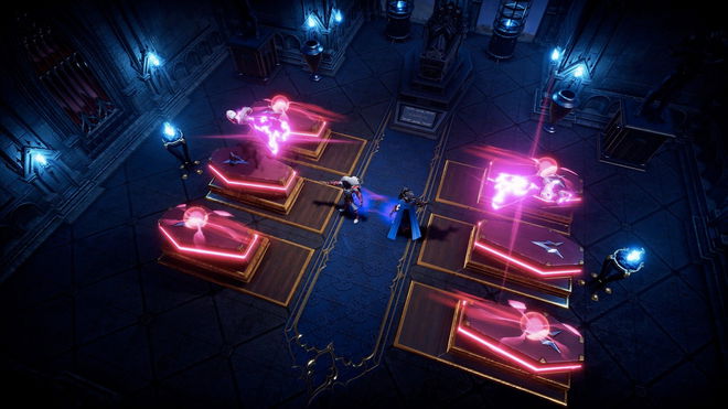 Image of a neon-inflected lab in V Rising.