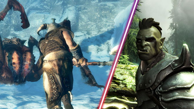 Skyrim's Dragonborn in combat.