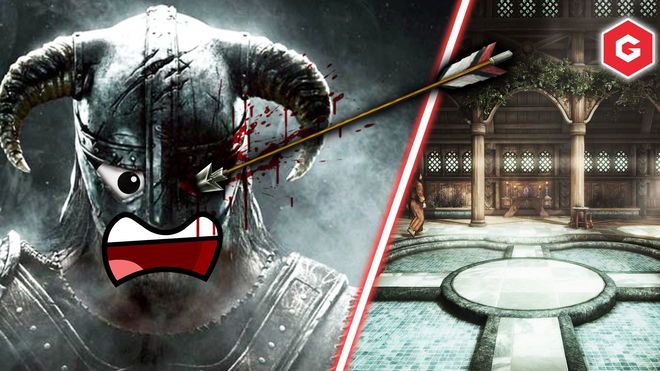 An image of someone being wounded in Skyrim.