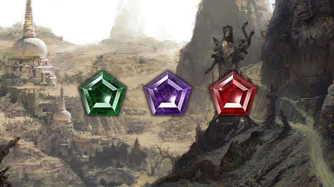 A set of gems in Diablo 4.