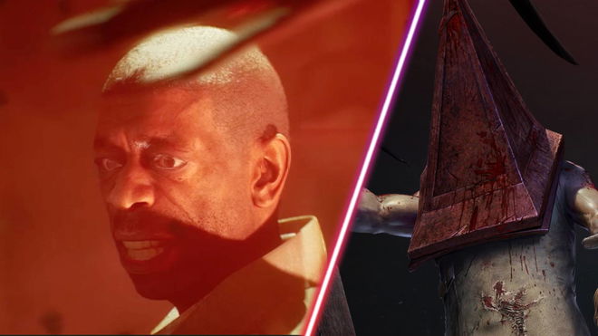 Pyramid Head and a character in Silent Hill Ascension.
