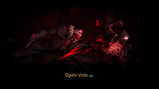 Combat in progress in Darkest Dungeon 2.