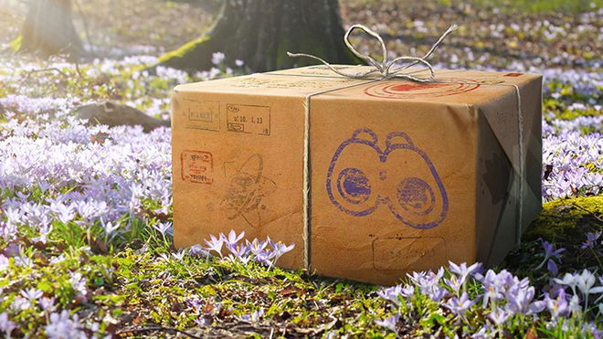 Pokemon Go Field Research box with tree and flowers in background