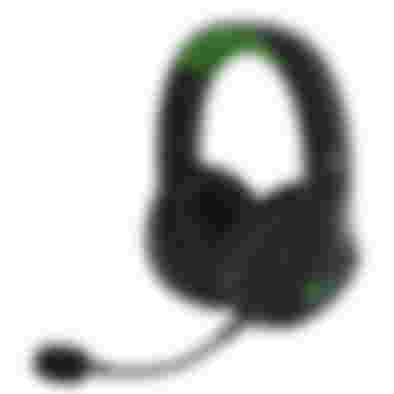 Razer Kaira Pro product image of a black overear headset with green branding and trim.