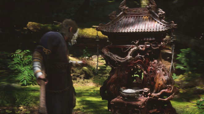 destined one interacting with a shrine in Black Myth