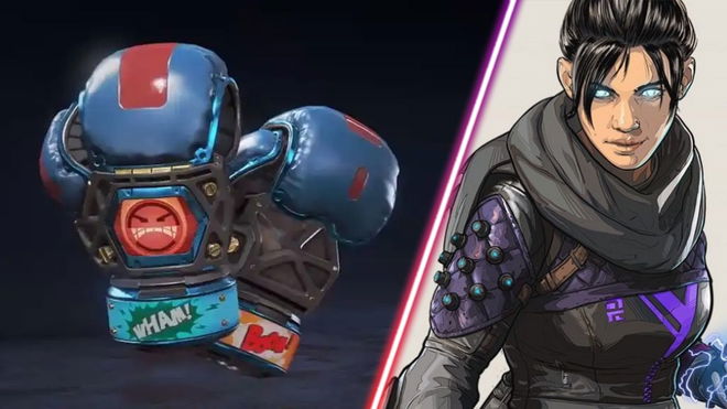 Screenshot of Apex Legends boxing gloves heirloom and Apex Legends Wraith with glowing eyes