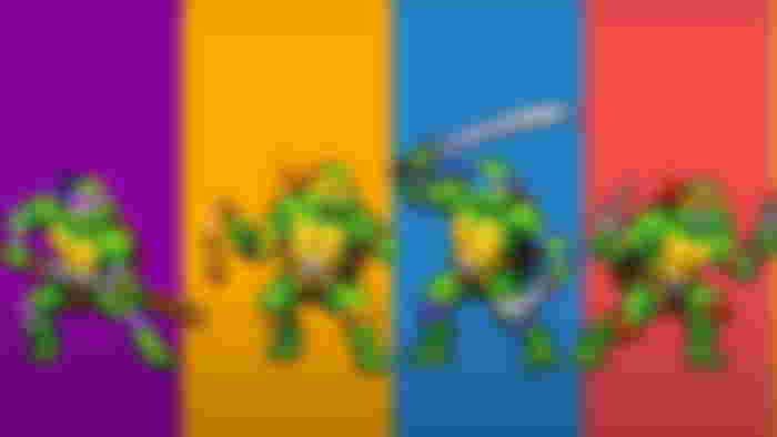 Teenage Mutant Ninja Turtles Shredder's Revenge. From left to right, Donatello, Michael-Angelo, Leonardo and Raphael