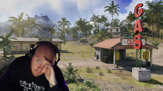 Image showing TimTheTatman holding head in front of Warzone background