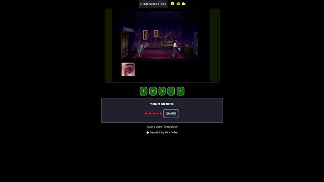 The High Score Day play screen.