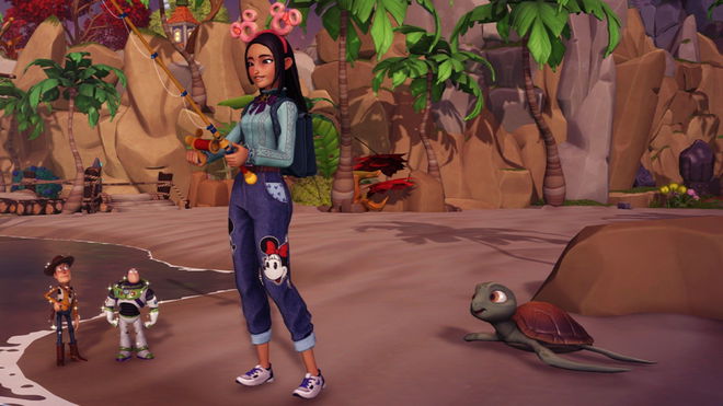 Fishing in Disney Dreamlight Valley with a sea turtle friend