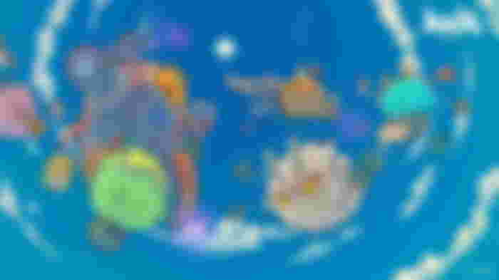 A bunch of Axies fighting in the sky.