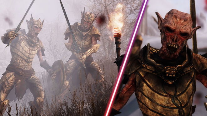 Some Snow Elf zombies in Skyrim.