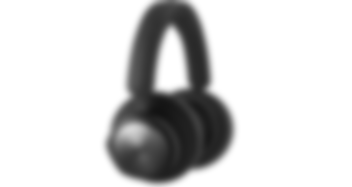 B&O Beoplay Portal product image of a black and dark grey overear headset.