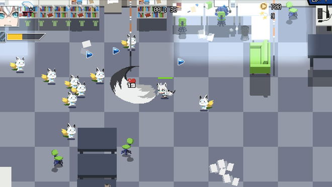 Image of the player attacking enemies in HoloCure.